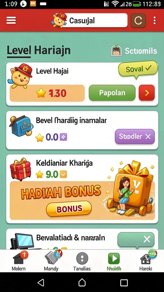 Menampilkan berbagai karakter yang dapat dimainkan.