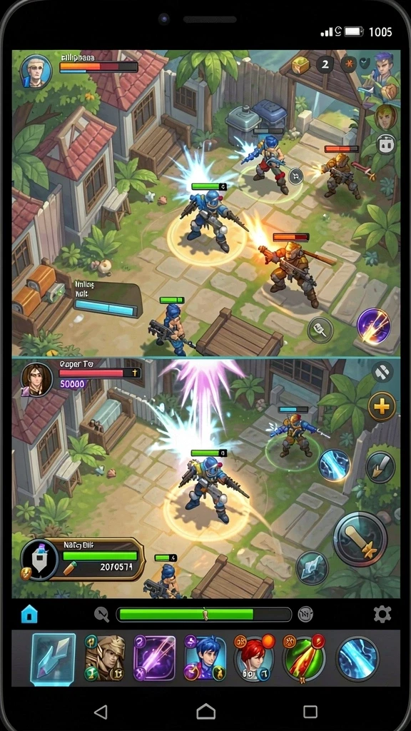 Screenshot ini menunjukkan karakter utama dalam aksi.